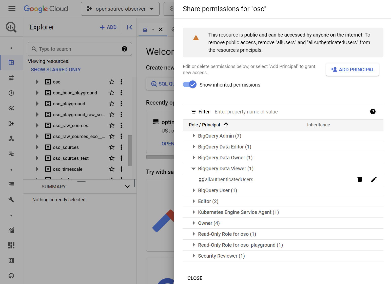 Set BigQuery permissions