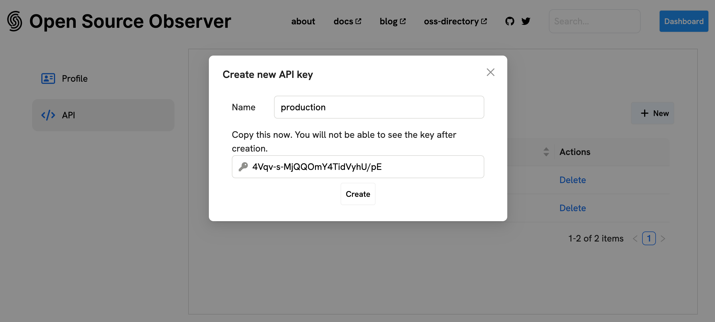 generate API key